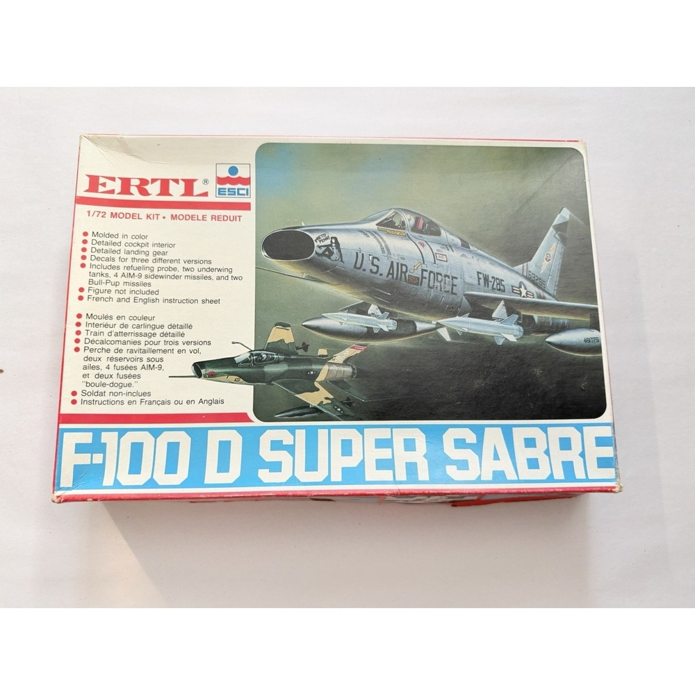 ERTL ESCI F-100 D Super Sabre 1/72 Model Kit Vintage Open Box